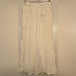 Light Yellow Smocked A-Line Pants With Skirt Over NWOT